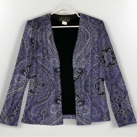 Alex Evenings Floral Sparkle Dress 2 Piece Purple Gown Sz 10 Mother Of The Bride - Picture 9 of 15